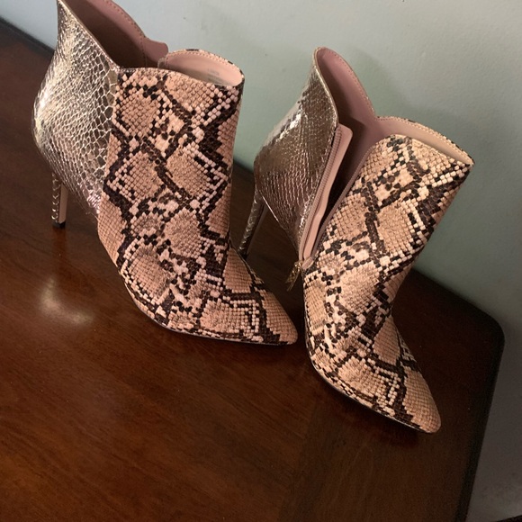 BCBGeneration Gold and Brown Snakeskin Heeled Boots - Picture 6 of 9